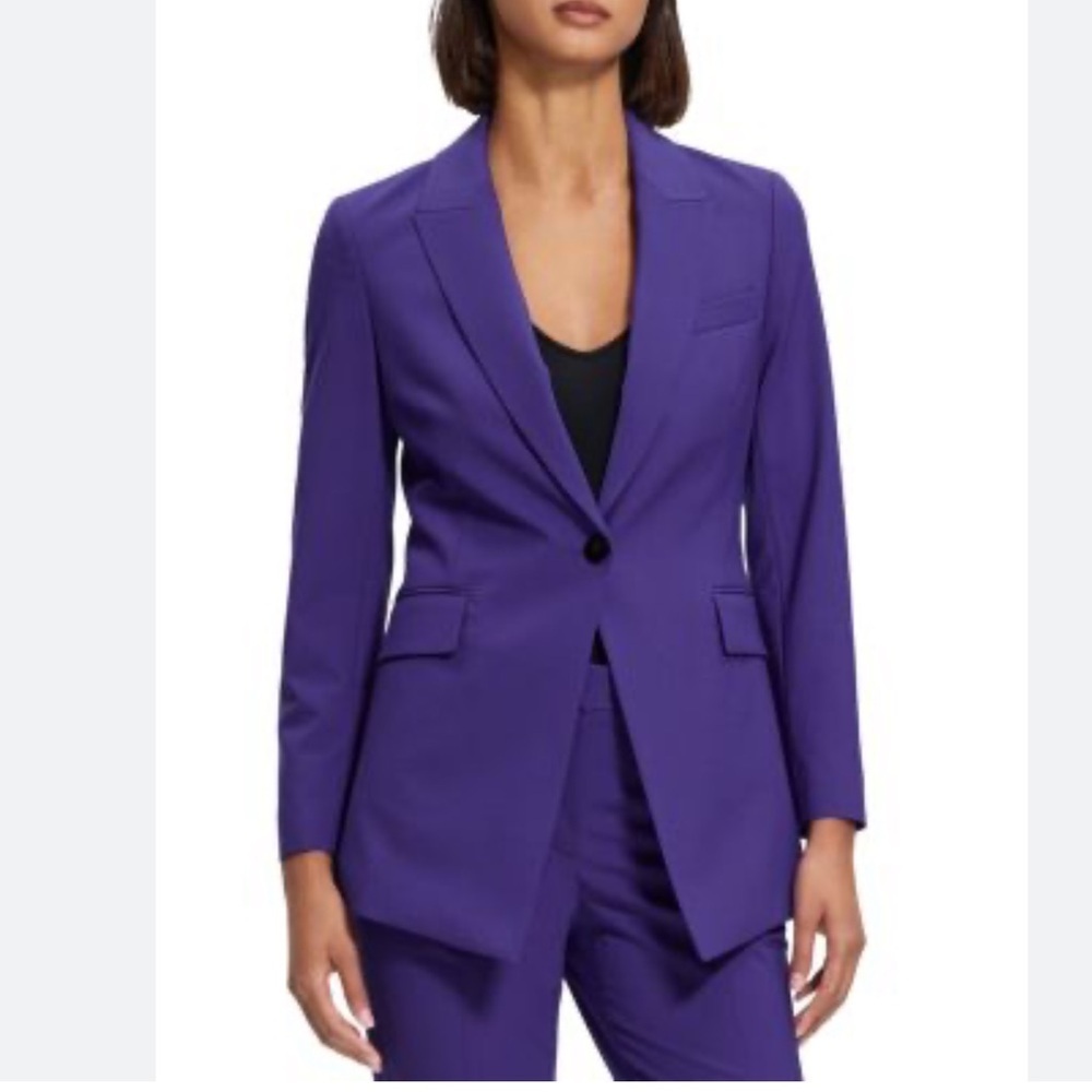 Theory Women 00 FEM Blazer S Blue Iris Traceable Wool 2 Jacket Classic Career